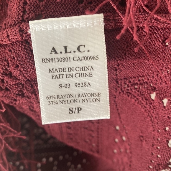 A.L.C Burgundy Boho Eyelet Stretch Fringe Top - Picture 6 of 7